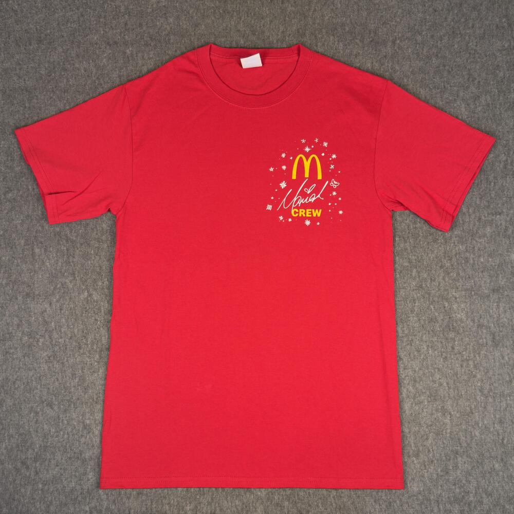 McDonald's Mariah Carey Crew Shirt Mens Small Red Tee T-Shirt Port & Company